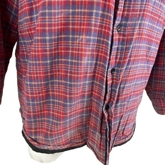 Vintage Sears Mens Store XL Faded Plaid Flannel Jacket Shacket Quilted Lining R1 - Picture 2 of 11
